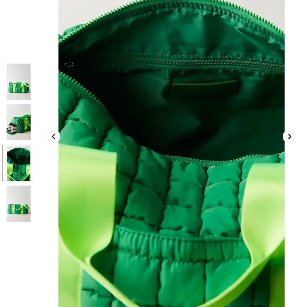 💚 Free People FP Movement Quilted Duffle Bag Kelly Green - Factory Sealed - Picture 6 of 11